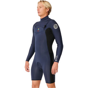 2024 Rip Curl Mens Dawn Patrol 2mm Long Sleeve Chest Zip Shorty Wetsuit 11HMSP - Dark Navy